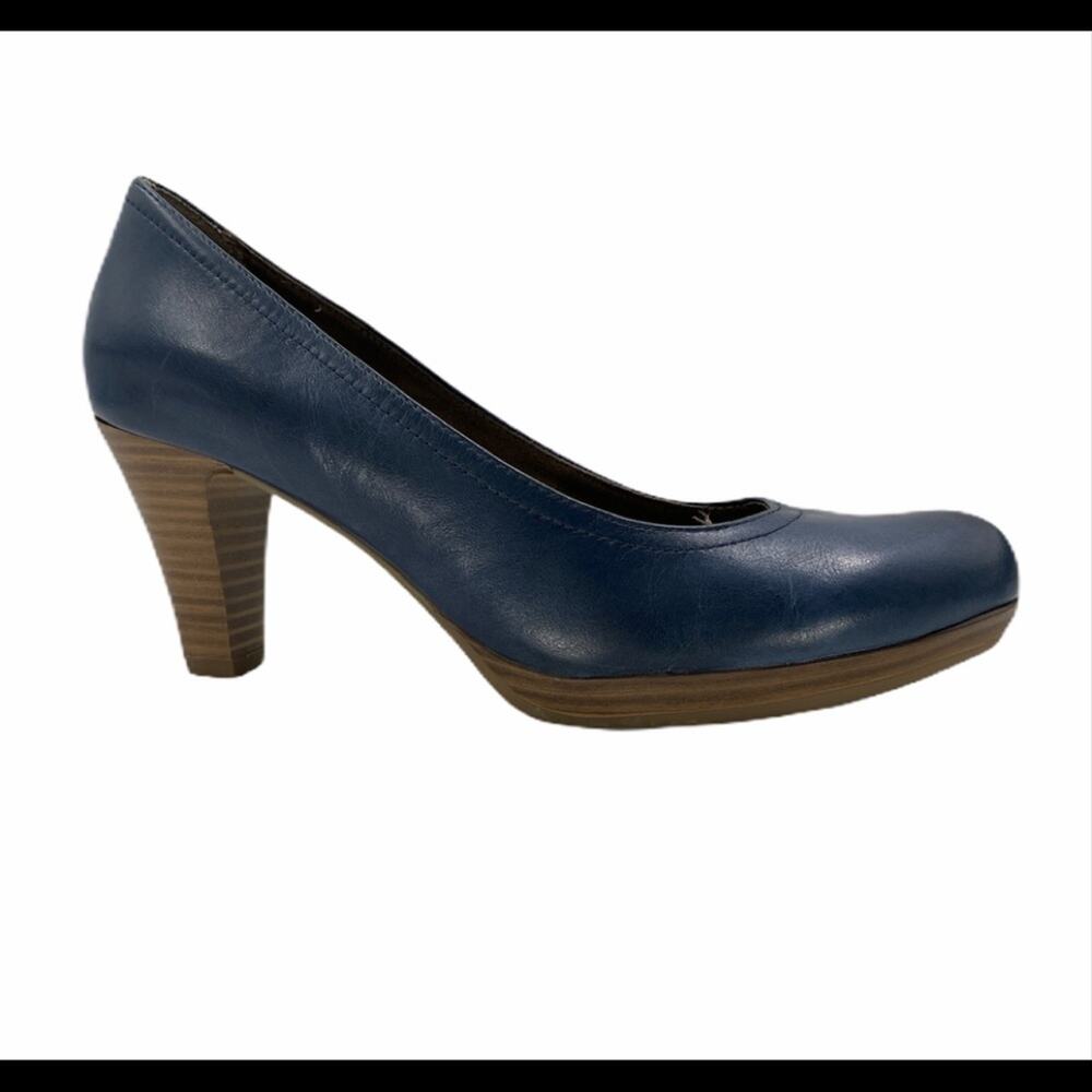 Tamaris Classic Heel Navy Blue 7us-Leather